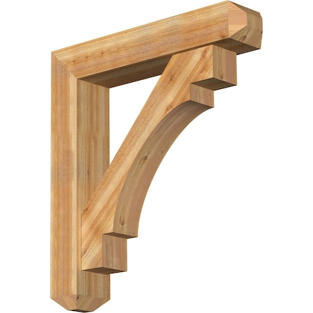 Ekena Millwork Merced Craftsman Rough Sawn Bracket w/ Offset Brace, Western Red Cedar, 8"W x 40"D x 44"H BKT0806X40X44MRC04RWR